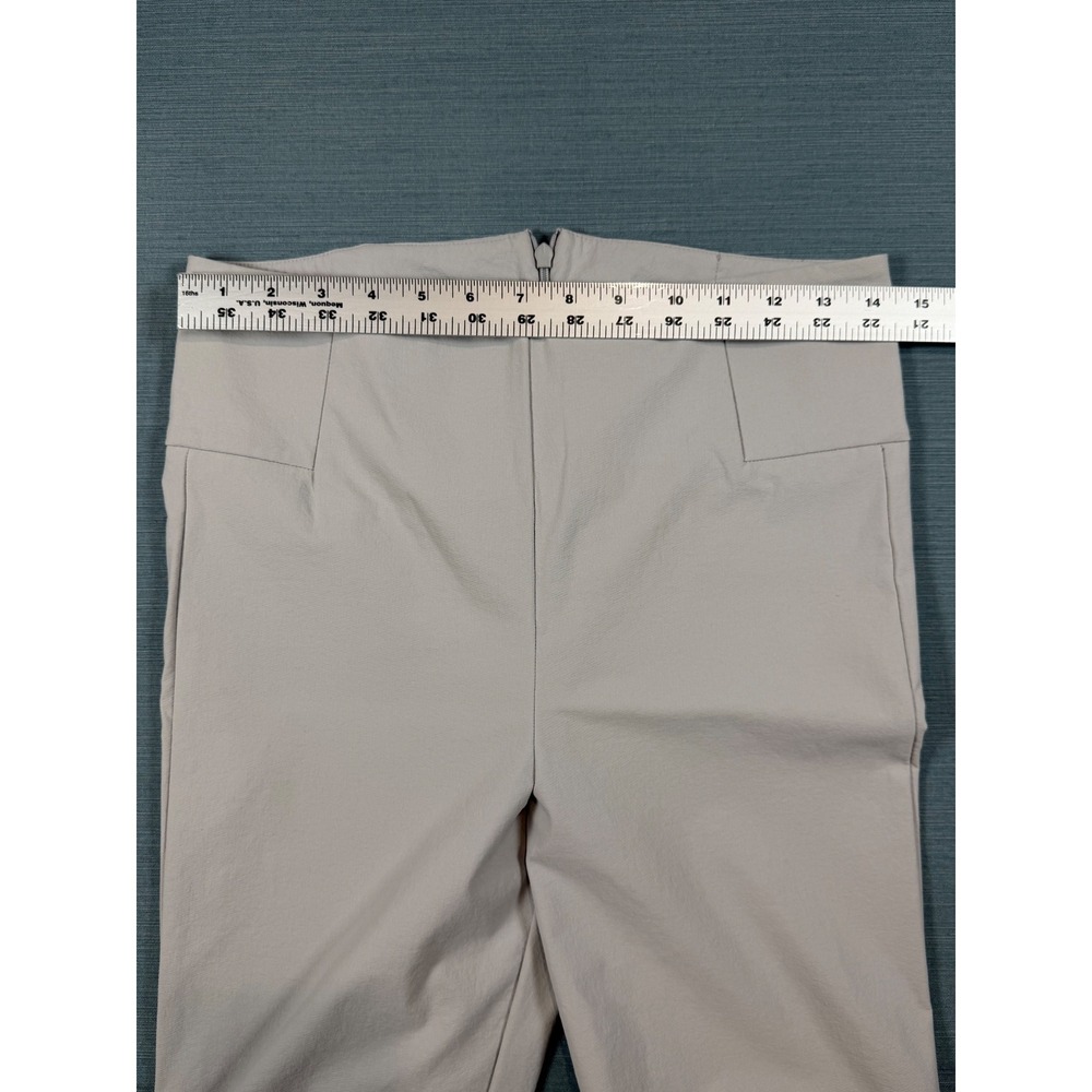 Athleta Delancey Skyline Straight Leg Pants Beige High‎ Rise Hem Slit Womens 8 - Picture 4 of 10